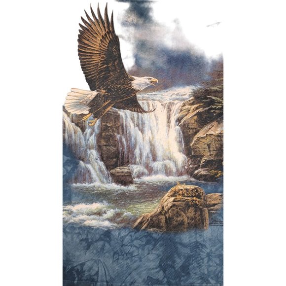 Vintage The Mountain T-Shirt Tie Dye XXL 2XL Men Eagle Waterfall Blue Wildlife - Picture 3 of 6